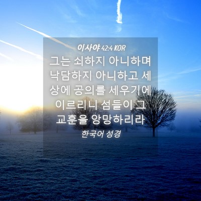 Picture 04 - 이사야 42:4 KOR - 그는 쇠하지 아니하며 낙담하지 - Bible Verse Picture