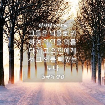 Picture 04 - 이사야 5:23 KOR - 그들은 뇌물로 인하여 악인을 의롭다 - Bible Verse Picture