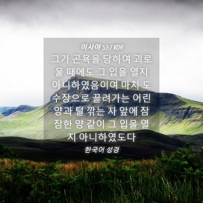 Picture 04 - 이사야 53:7 KOR - 그가 곤욕을 당하여 괴로울 때에도 - Bible Verse Picture