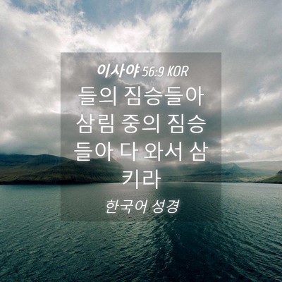 Picture 04 - 이사야 56:9 KOR - 들의 짐승들아 삼림 중의 짐승들아 - Bible Verse Picture