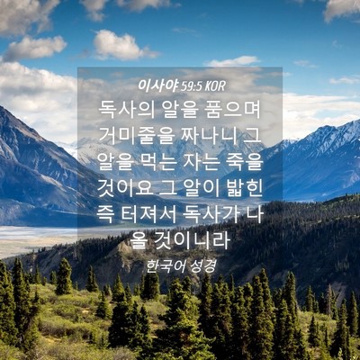 Picture 04 - 이사야 59:5 KOR - 독사의 알을 품으며 거미줄을 짜나니 - Bible Verse Picture