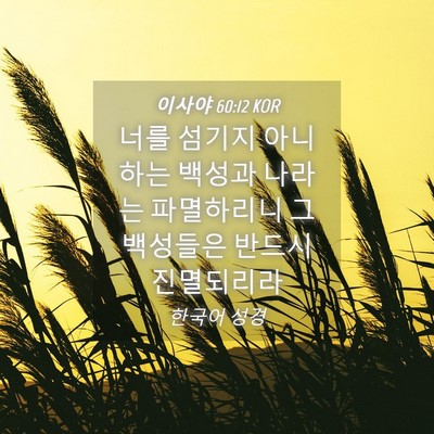 Picture 04 - 이사야 60:12 KOR - 너를 섬기지 아니하는 백성과 나라는 - Bible Verse Picture