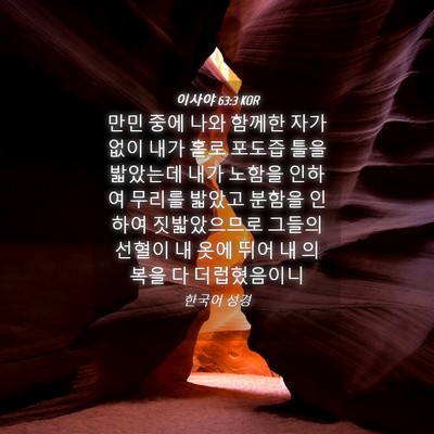 Picture 04 - 이사야 63:3 KOR - 만민 중에 나와 함께한 자가 없이 - Bible Verse Picture