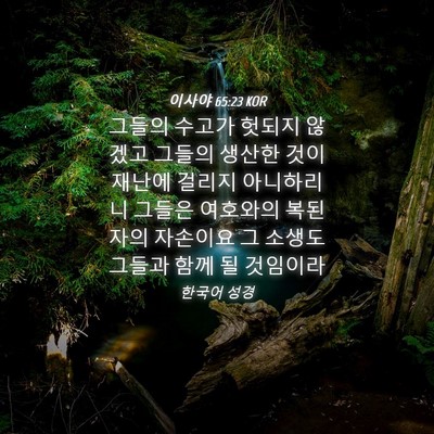 Picture 04 - 이사야 65:23 KOR - 그들의 수고가 헛되지 않겠고 그들의 - Bible Verse Picture