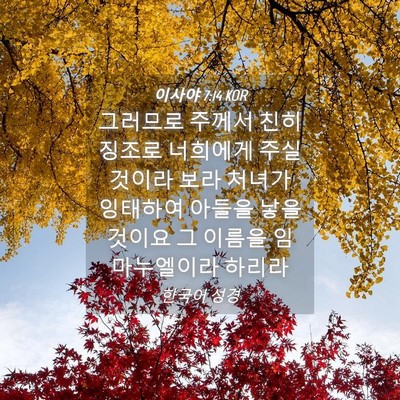 Picture 04 - 이사야 7:14 KOR - 그러므로 주께서 친히 징조로 - Bible Verse Picture