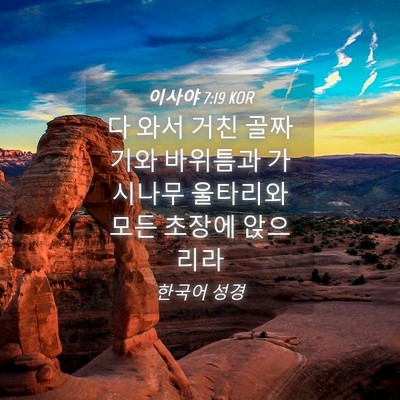 Picture 04 - 이사야 7:19 KOR - 다 와서 거친 골짜기와 바위틈과 - Bible Verse Picture