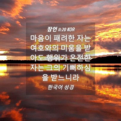 Picture 04 - 잠언 11:20 KOR - 마음이 패려한 자는 여호와의 미움을 - Bible Verse Picture