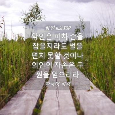 Picture 04 - 잠언 11:21 KOR - 악인은 피차 손을 잡을지라도 벌을 - Bible Verse Picture