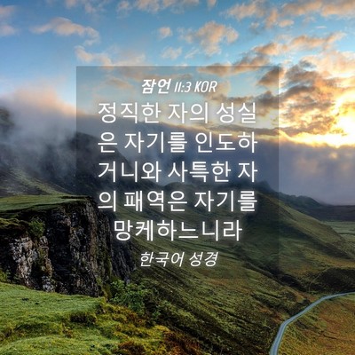 Picture 04 - 잠언 11:3 KOR - 정직한 자의 성실은 자기를 - Bible Verse Picture