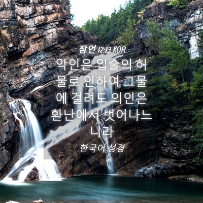 Picture 04 - 잠언 12:13 KOR - 악인은 입술의 허물로 인하여 그물에 - Bible Verse Picture