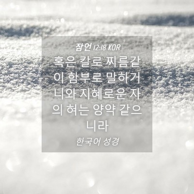 Picture 04 - 잠언 12:18 KOR - 혹은 칼로 찌름같이 함부로 - Bible Verse Picture