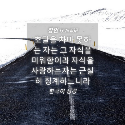 Picture 04 - 잠언 13:24 KOR - 초달을 차마 못하는 자는 그 자식을 - Bible Verse Picture