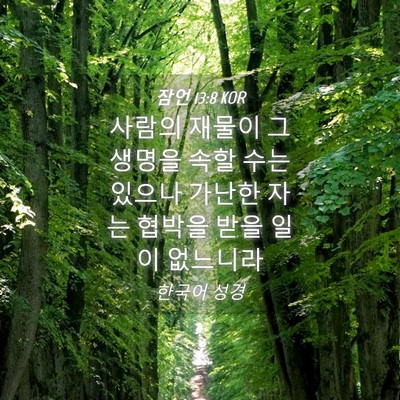 Picture 04 - 잠언 13:8 KOR - 사람의 재물이 그 생명을 속할 수는 - Bible Verse Picture