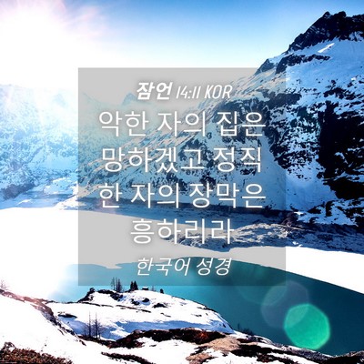 Picture 04 - 잠언 14:11 KOR - 악한 자의 집은 망하겠고 정직한 - Bible Verse Picture
