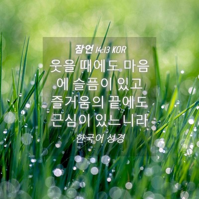 Picture 04 - 잠언 14:13 KOR - 웃을 때에도 마음에 슬픔이 있고 - Bible Verse Picture