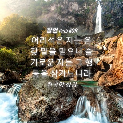 Picture 04 - 잠언 14:15 KOR - 어리석은 자는 온갖 말을 믿으나 - Bible Verse Picture