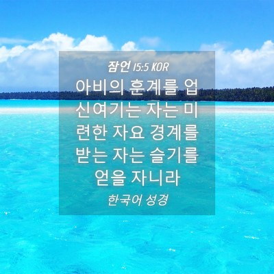 Picture 04 - 잠언 15:5 KOR - 아비의 훈계를 업신여기는 자는 - Bible Verse Picture