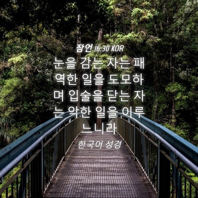 Picture 04 - 잠언 16:30 KOR - 눈을 감는 자는 패역한 일을 - Bible Verse Picture