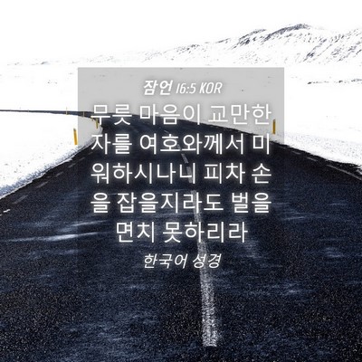 Picture 04 - 잠언 16:5 KOR - 무릇 마음이 교만한 자를 여호와께서 - Bible Verse Picture