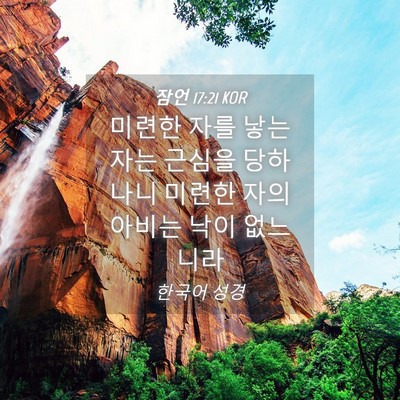 Picture 04 - 잠언 17:21 KOR - 미련한 자를 낳는 자는 근심을 - Bible Verse Picture