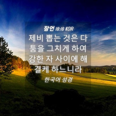 Picture 04 - 잠언 18:18 KOR - 제비 뽑는 것은 다툼을 그치게 하여 - Bible Verse Picture