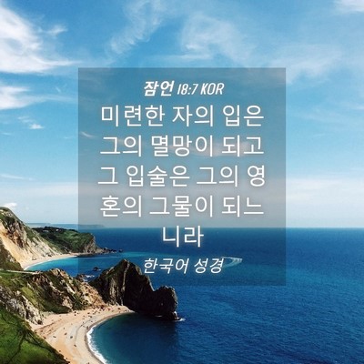 Picture 04 - 잠언 18:7 KOR - 미련한 자의 입은 그의 멸망이 되고 - Bible Verse Picture