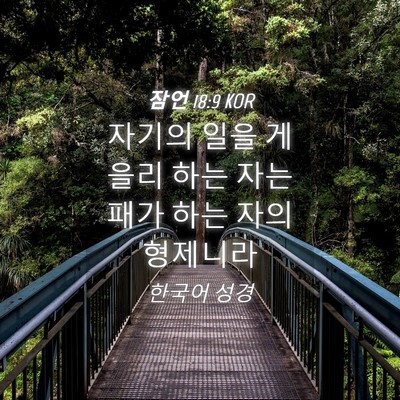 Picture 04 - 잠언 18:9 KOR - 자기의 일을 게을리 하는 자는 패가 - Bible Verse Picture