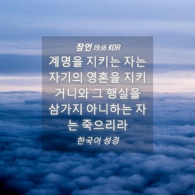 Picture 04 - 잠언 19:16 KOR - 계명을 지키는 자는 자기의 영혼을 - Bible Verse Picture