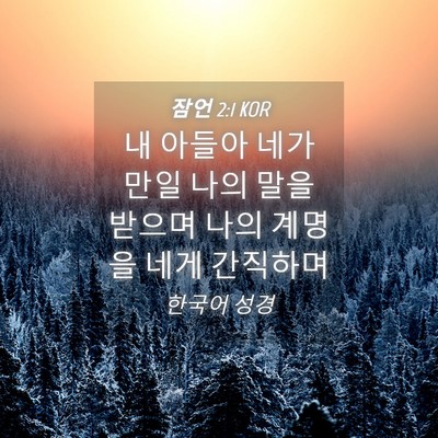 Picture 04 - 잠언 2:1 KOR - 내 아들아 네가 만일 나의 말을 - Bible Verse Picture