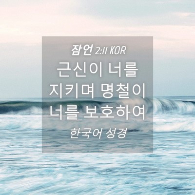 Picture 04 - 잠언 2:11 KOR - 근신이 너를 지키며 명철이 너를 - Bible Verse Picture