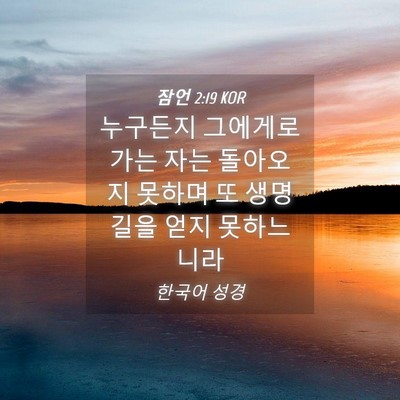Picture 04 - 잠언 2:19 KOR - 누구든지 그에게로 가는 자는 - Bible Verse Picture