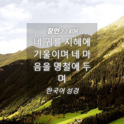 Picture 04 - 잠언 2:2 KOR - 네 귀를 지혜에 기울이며 네 마음을 - Bible Verse Picture