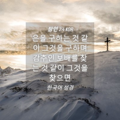 Picture 04 - 잠언 2:4 KOR - 은을 구하는 것 같이 그것을 구하며 - Bible Verse Picture