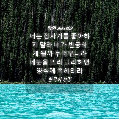 Picture 04 - 잠언 20:13 KOR - 너는 잠자기를 좋아하지 말라 네가 - Bible Verse Picture