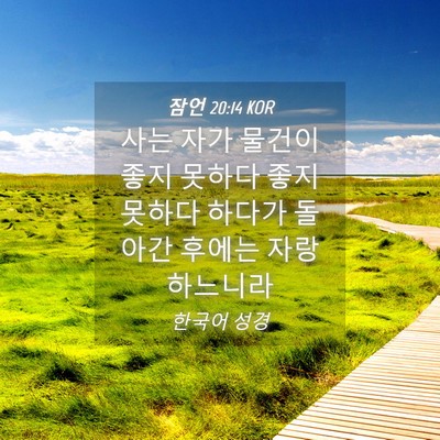Picture 04 - 잠언 20:14 KOR - 사는 자가 물건이 좋지 못하다 좋지 - Bible Verse Picture