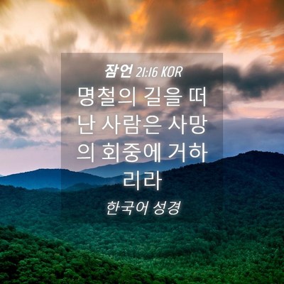Picture 04 - 잠언 21:16 KOR - 명철의 길을 떠난 사람은 사망의 - Bible Verse Picture