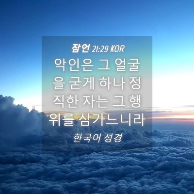 Picture 04 - 잠언 21:29 KOR - 악인은 그 얼굴을 굳게 하나 정직한 - Bible Verse Picture