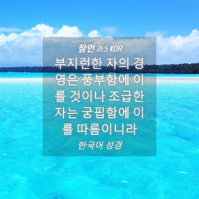 Picture 04 - 잠언 21:5 KOR - 부지런한 자의 경영은 풍부함에 이를 - Bible Verse Picture