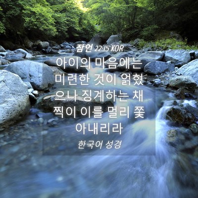 Picture 04 - 잠언 22:15 KOR - 아이의 마음에는 미련한 것이 - Bible Verse Picture