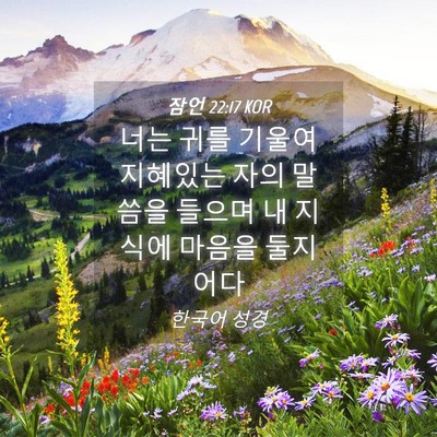 Picture 04 - 잠언 22:17 KOR - 너는 귀를 기울여 지혜있는 자의 - Bible Verse Picture