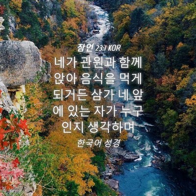 Picture 04 - 잠언 23:1 KOR - 네가 관원과 함께 앉아 음식을 먹게 - Bible Verse Picture