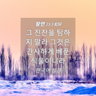 Picture 04 - 잠언 23:3 KOR - 그 진찬을 탐하지 말라 그것은 - Bible Verse Picture