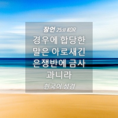 Picture 04 - 잠언 25:11 KOR - 경우에 합당한 말은 아로새긴 - Bible Verse Picture