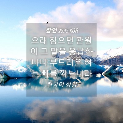 Picture 04 - 잠언 25:15 KOR - 오래 참으면 관원이 그 말을 - Bible Verse Picture