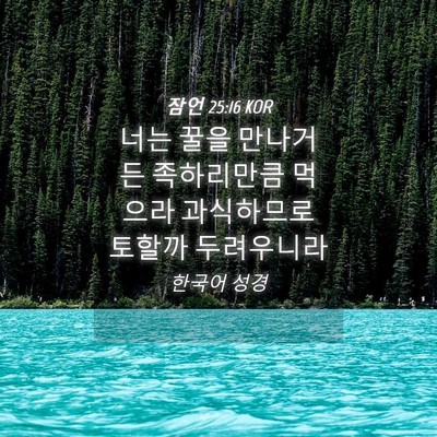 Picture 04 - 잠언 25:16 KOR - 너는 꿀을 만나거든 족하리만큼 - Bible Verse Picture