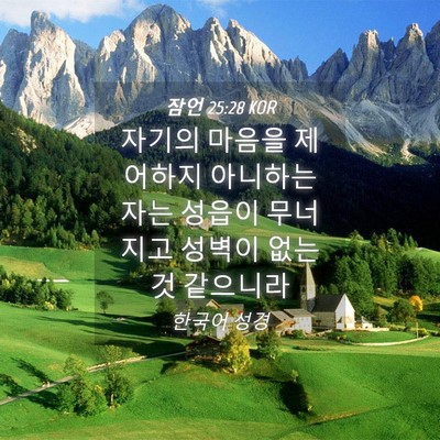 Picture 04 - 잠언 25:28 KOR - 자기의 마음을 제어하지 아니하는 - Bible Verse Picture