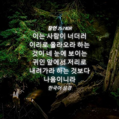 Picture 04 - 잠언 25:7 KOR - 이는 사람이 너더러 이리로 올라오라 - Bible Verse Picture