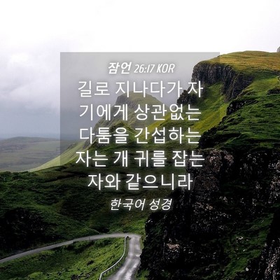 Picture 04 - 잠언 26:17 KOR - 길로 지나다가 자기에게 상관없는 - Bible Verse Picture