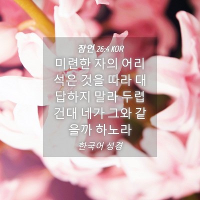 Picture 04 - 잠언 26:4 KOR - 미련한 자의 어리석은 것을 따라 - Bible Verse Picture