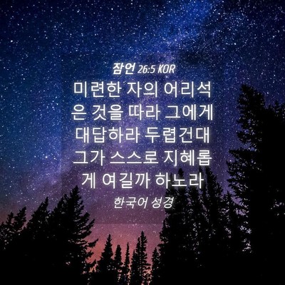 Picture 04 - 잠언 26:5 KOR - 미련한 자의 어리석은 것을 따라 - Bible Verse Picture